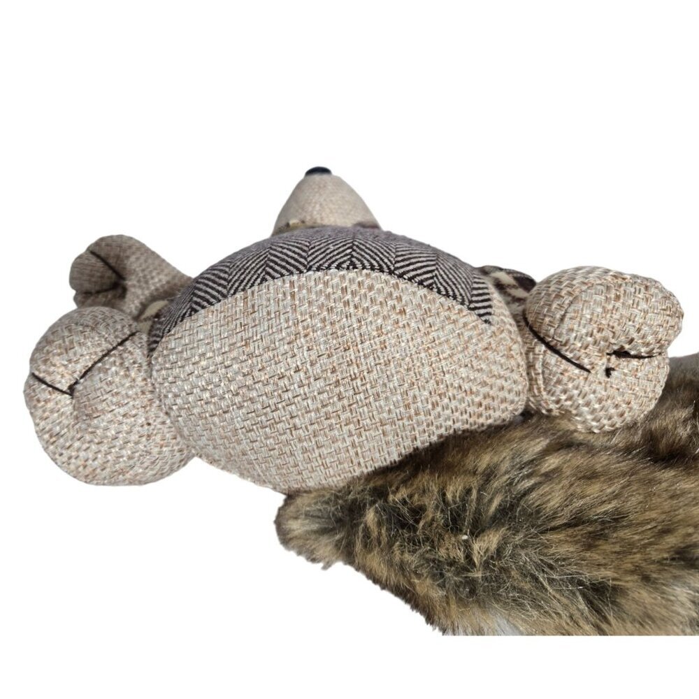 Rustic Fabric Squirrel Doorstop/ Shelf Sitter with Faux Fur Tail & Plaid Accents - Picture 11 of 11